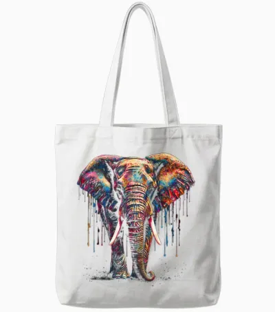 Elefant Kunst - Tier Bunt Zoo Elefant Tote Bags - White