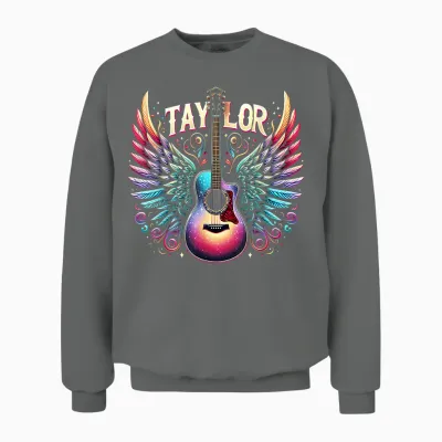 Girl Retro Taylor Custom Name Groovy 80s T-Shirt, Black, S Unisex Sweatshirt - Graphite Heather