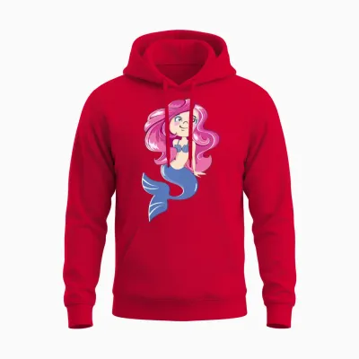 Cartoons-Funny-Mermaid Unisex Hoodie - Red