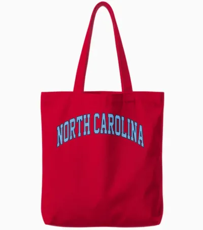 Retro North Carolina Souvenir Simple North Carolina Blue Tote Bags - Red