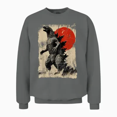 Retro Vintage Japanese Art Legendary Rare Kaiju T-Shirt, Black Unisex Sweatshirt - Graphite Heather
