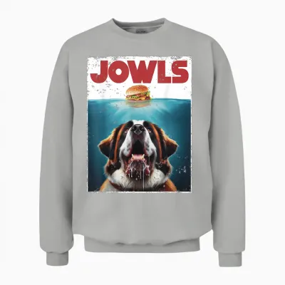 Funny St. Bernard, Jowls Burger, Saint Giant Dog Mom, Dad Unisex Sweatshirt - Ash