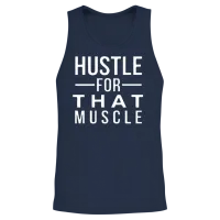 Hustle for That Muscle Funny Workout Unisex Tank Top - Navy – 2