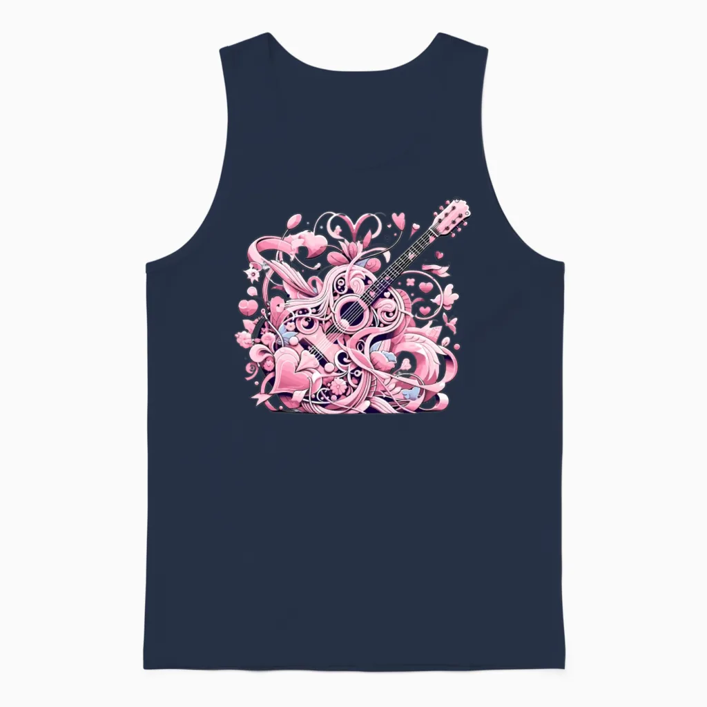 Retro Style Guitar for Guitarists Unisex Tank Top - Navy