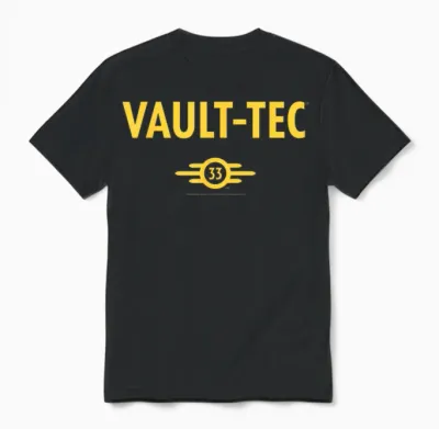 Fallout Tv Series Vault-Tec 33 Logo Easy Costume Video Game Unisex T-Shirt - Black