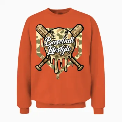Baseball Life Lifestyle Home Plate Camo Ice Cream Drip Unisex Sweatshirt - Orange