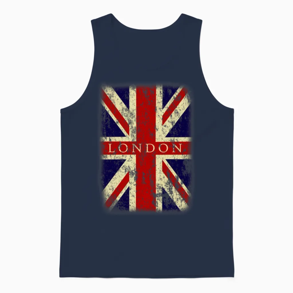 Vintage London Unisex Tank Top in Navy