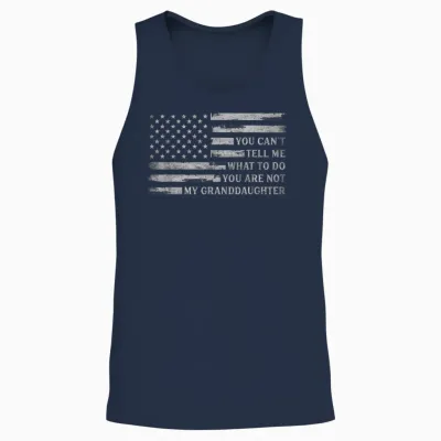 You Can't Tell Me What to Do Granddaughter Father's Day Grey Unisex Tank Top - Navy