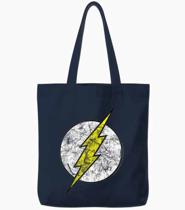 Graphique Vibrant Du Symbole Du Héros Lightning Bolt Tote Bags in Navy