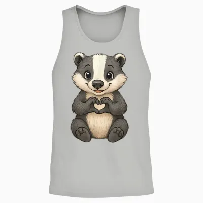Badger with Heart | Cute Badger Motif with Heart Symbol and Badger T-Shirt, Black, S Unisex Tank Top - Ash