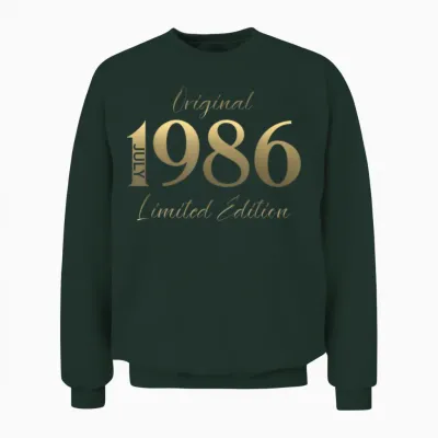 40 Ans Anniversaire Homme Cadeau Juillet 1986 Vintage Unisex Sweatshirt - Forest