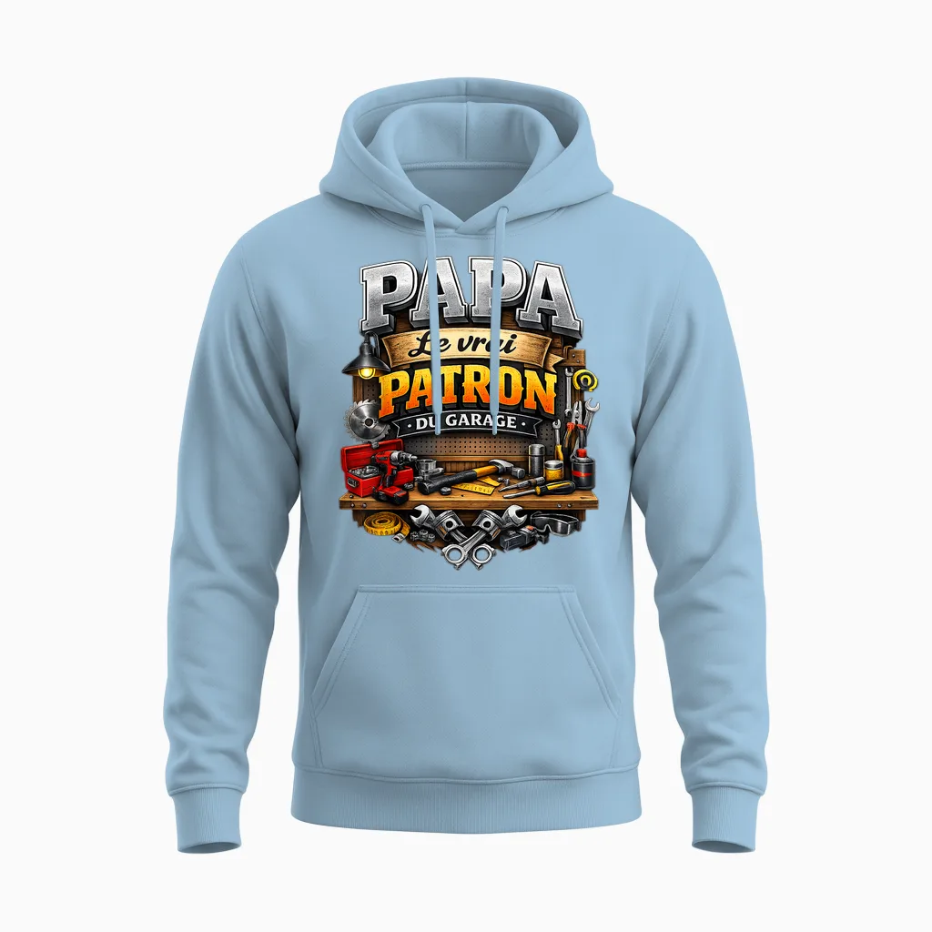 Cadeau Papa Bricoleur Bricolage Garage Fête Des Pères Noël Unisex Hoodie in Light Blue