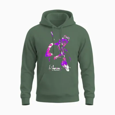 Jimi Hendrix Tye Dye Spiral T-Shirt, Black, S Unisex Hoodie - Military Green