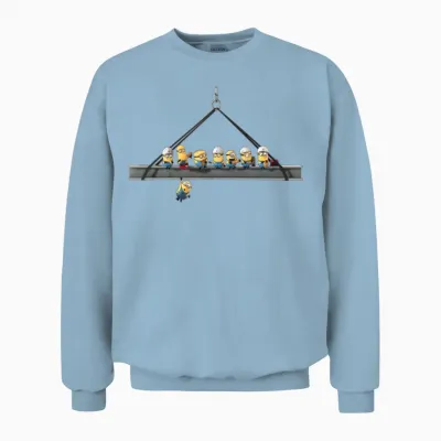 Minions Many Minions on a Crane Unisex Sweatshirt - Light Blue