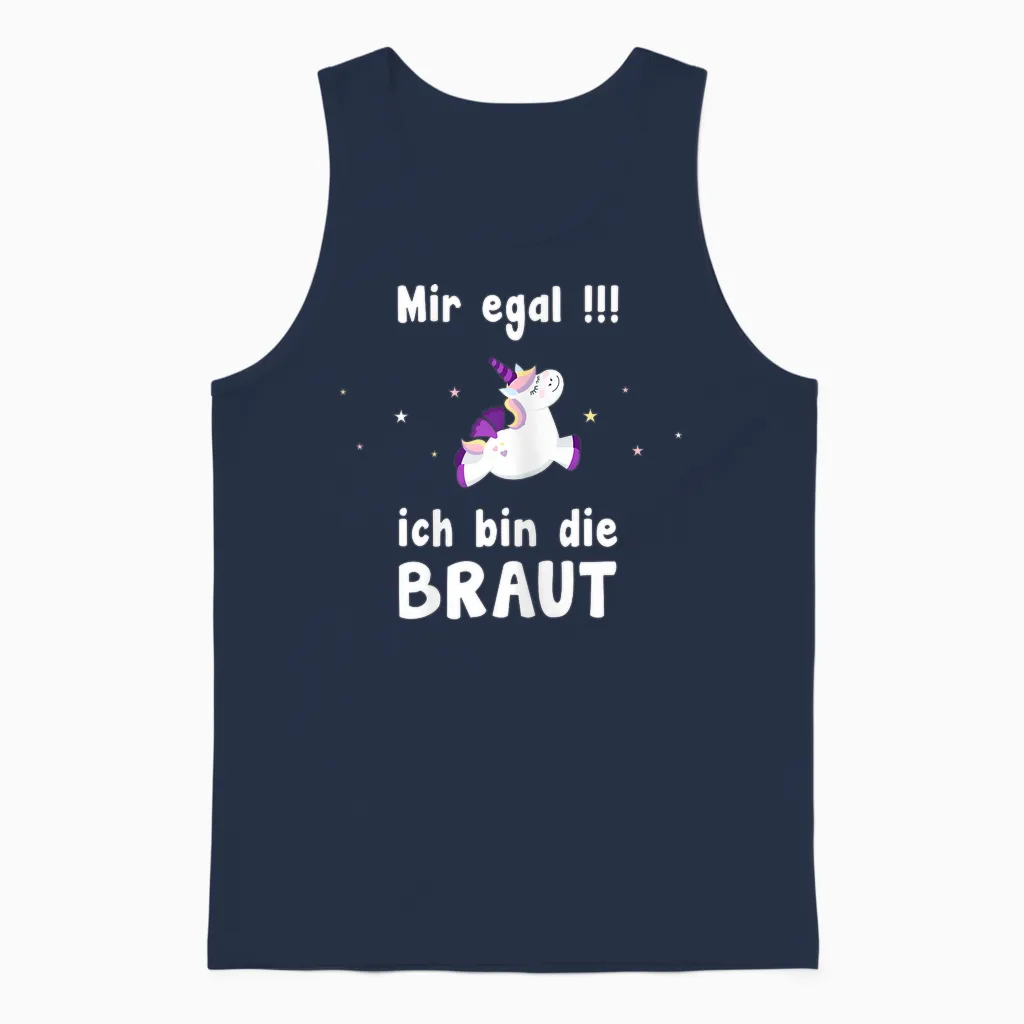 Women's Mir Eegal Ich Bin Die Braut Hen Party T-Shirt, Black Unisex Tank Top in Navy