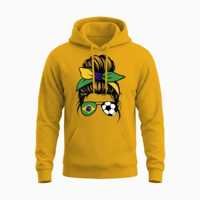 Drapeau De Brésil Femmes Supporters Brésiliens Fiers Unisex Hoodie - Gold