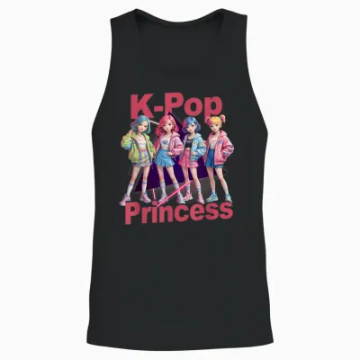 K-Pop Korean Princess Pop Music Idol Group Concert Band Girl Unisex Tank Top - Black