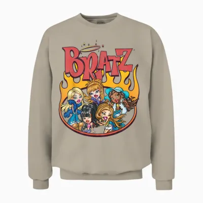Bratz - Distressed Style - Flames - Retro Style Unisex Sweatshirt - Sand
