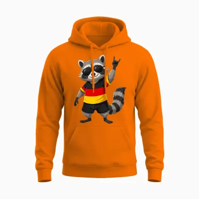 Deutschland Flagge Waschbär Unisex Hoodie - Safety Orange