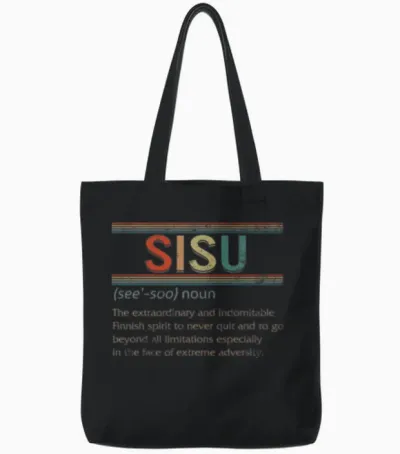Sisu Noun Shirt, Sisu Definition T-Shirt, Finnish Tote Bags - Black