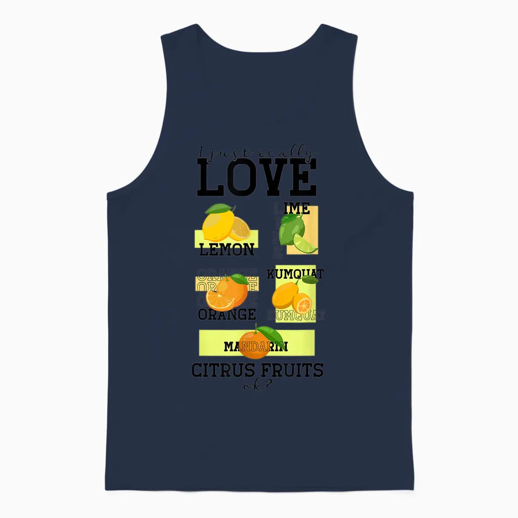 Citrus T-Shirt, White, S Unisex Tank Top in Navy
