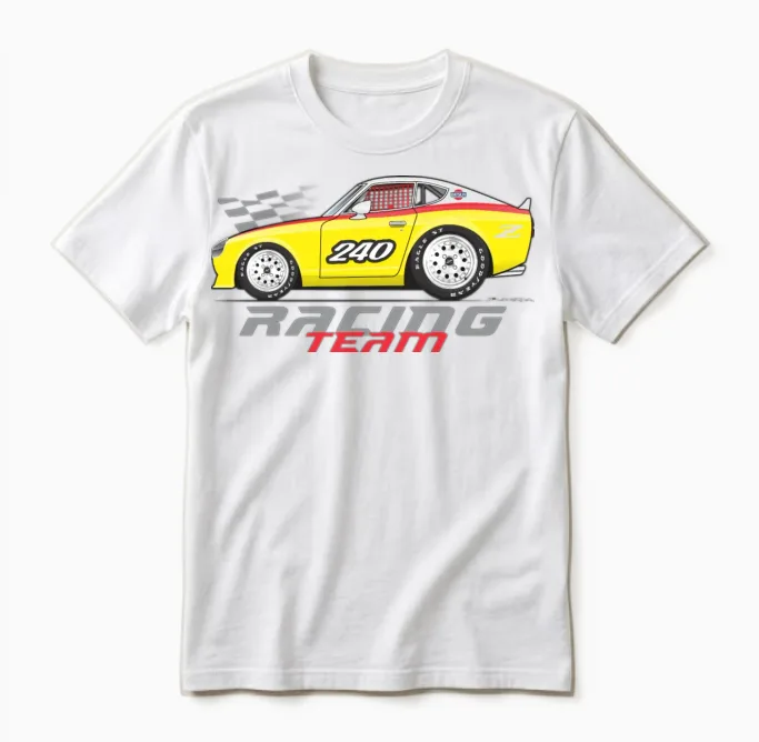 Racing Yellow Unisex T-Shirt in White