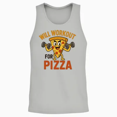Will Workout for Pizza Unisex Tank Top - Ash