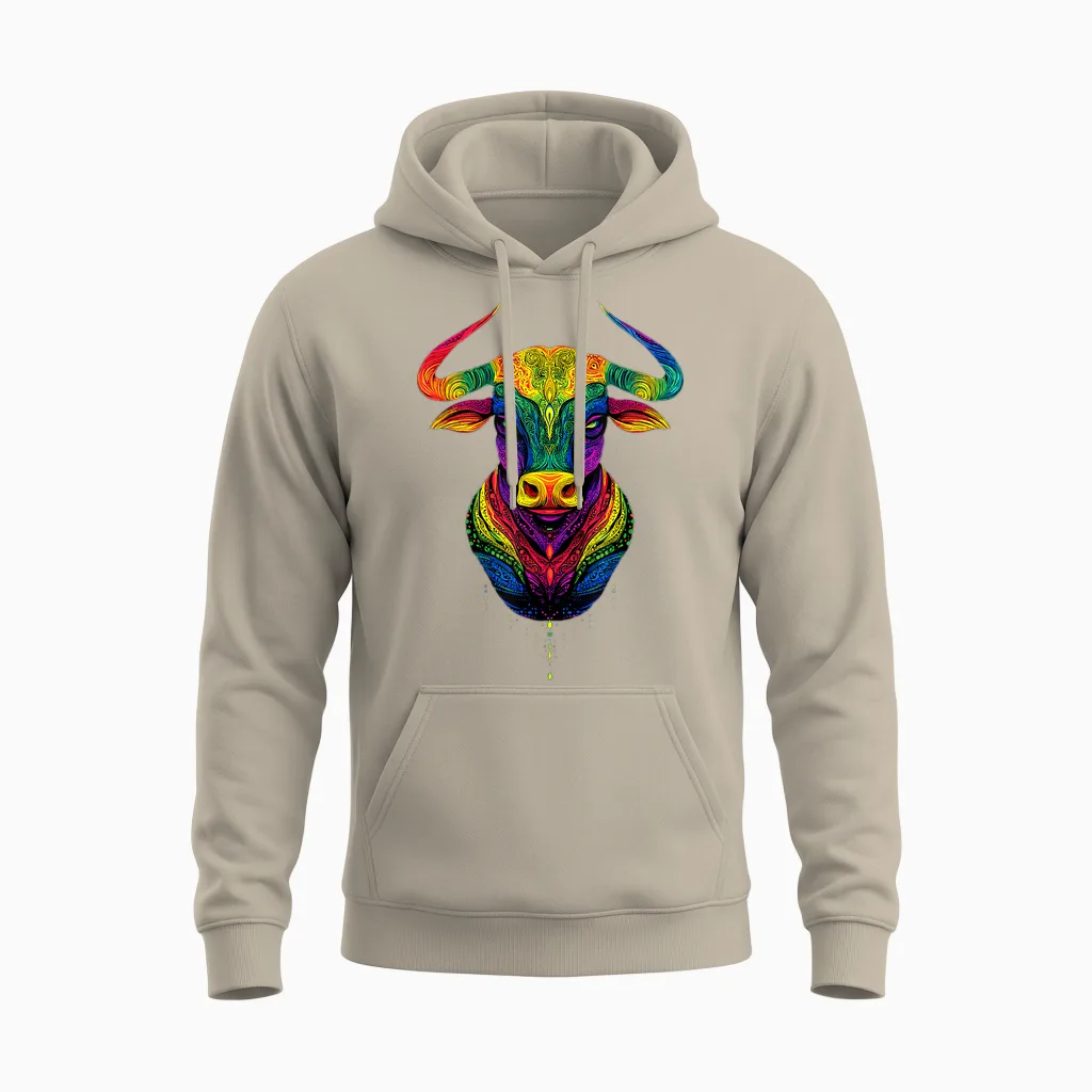 Taureau Bulle Bœuf Domestique Ferme Vache Taurus Unisex Hoodie in Sand