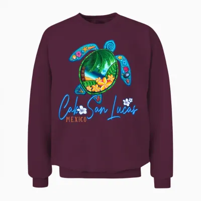 Cabo San Lucas Sea Turtle Mexico Vacation Family Unisex Sweatshirt - Maroon