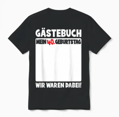 40th Birthday 40 Years Old Funny Guest Book Women Men T-Shirt, Black Unisex T-Shirt - Black