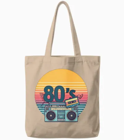 Retro 80s Tote Bags - Natural