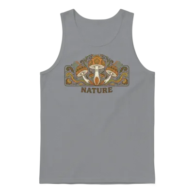 Retro Mushroom & Nature Pattern Guide Unisex Tank Top - Sport Grey