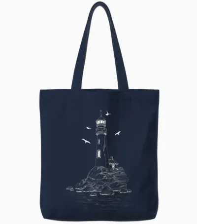 Leuchtturm Meer Licht Möwen Küste Hafen Maritim - Leuchtturm Tote Bags - Navy