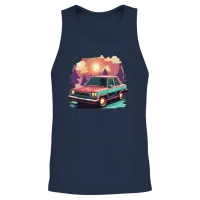 Retro Pixels Car Design — Cars & Muscle Unisex Tank Top - Navy – 2
