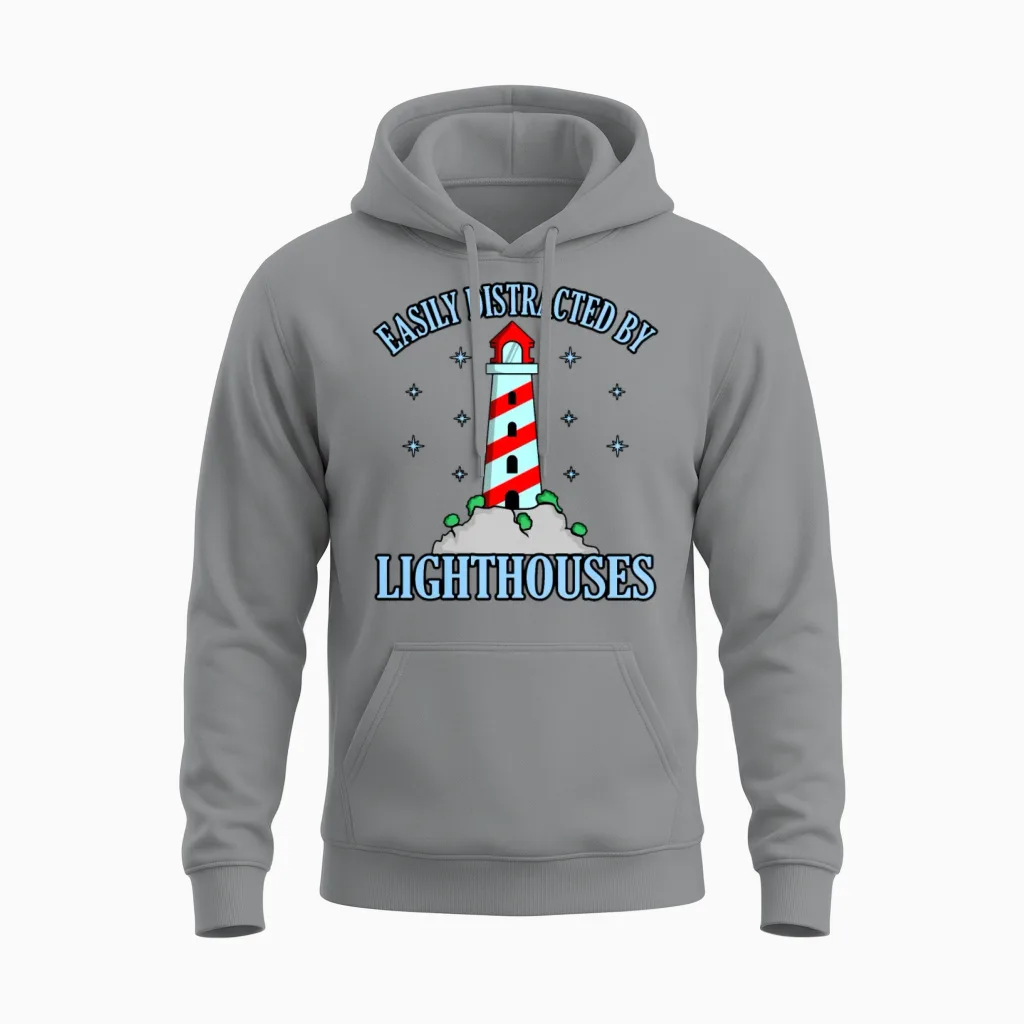 Funny Lighthouse Gift Unisex Hoodie in Sport Grey