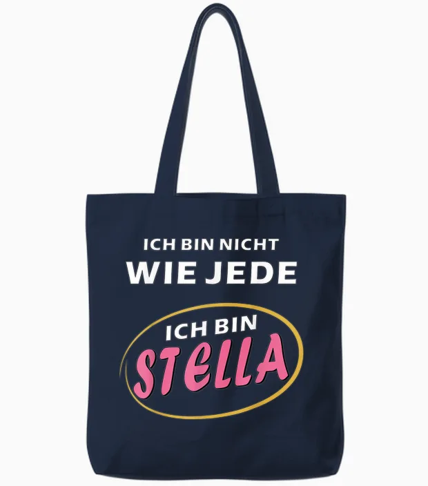 Stella First Name Girls Women Gift Ideas for Stella T-Shirt, Black Tote Bags in Navy