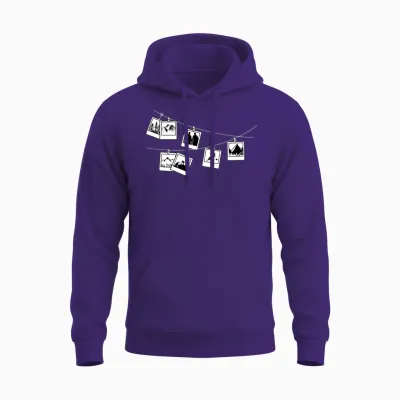 Polaroid Photo Hiking Theme Unisex Hoodie - Purple