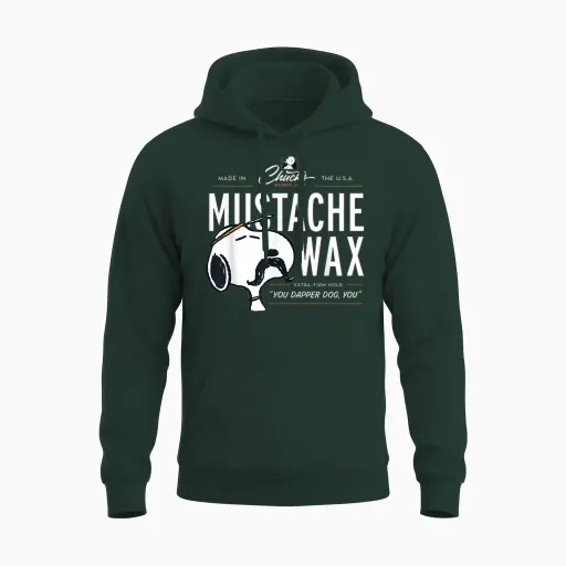 Peanuts Snoopy Moustache Wax T-Shirt, Blue, S Unisex Hoodie in Forest