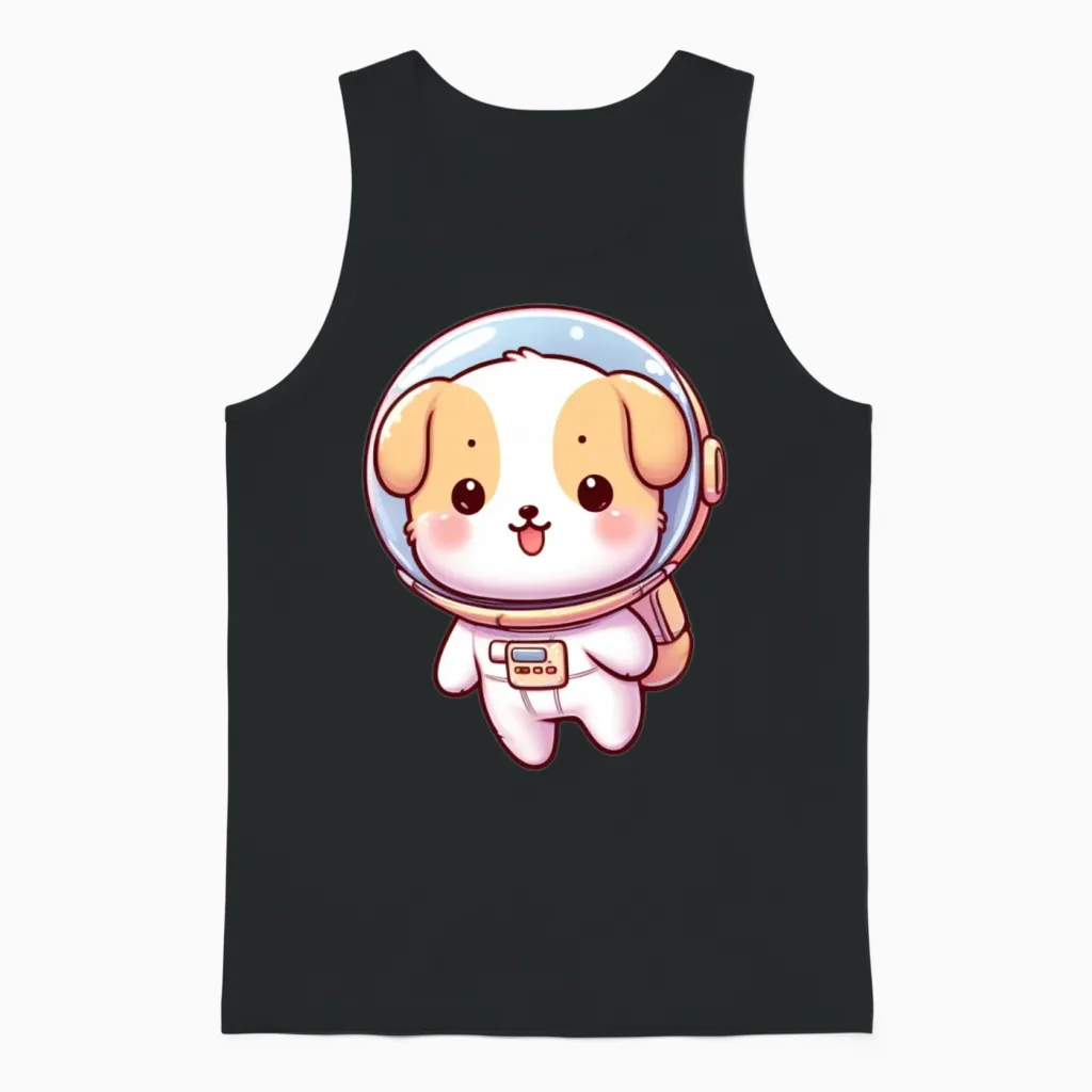 Space Dog Lovers Unisex Tank Top in Black