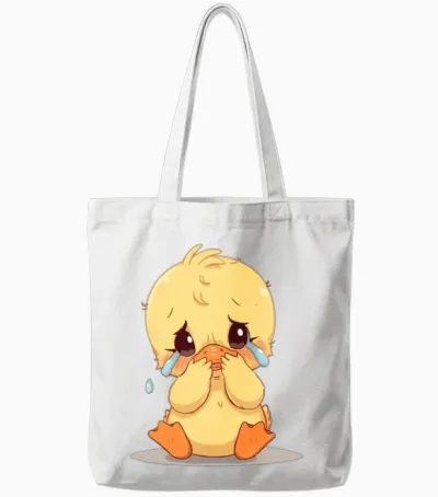 Crying Little Duck Tote Bags - White
