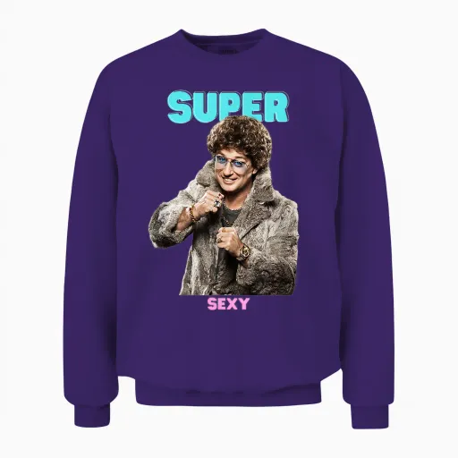Atze Fur Super Sexy T-Shirt, Black Unisex Sweatshirt - Purple