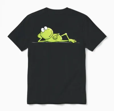 Relax Frosch Handgemaltes Lustiges Frosch Motiv Fun Unisex T-Shirt - Black