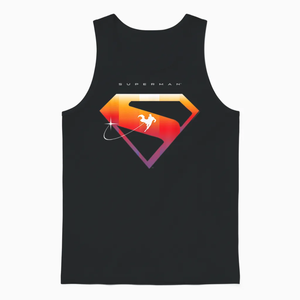 Superman (2025) Flying Silhouette S-Shield Emblem Unisex Tank Top in Black