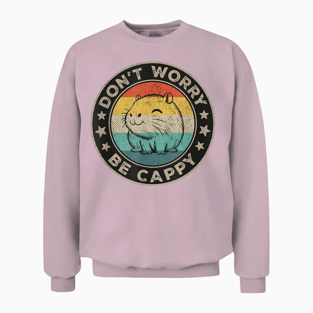 Dont Worry Be Cappy Damen Wasserschwein Herren Capybara Unisex Sweatshirt in Light Pink
