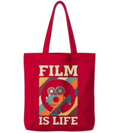 Filmmaking Film Is Life Retro Director Filmmaker Tote Bags - Red