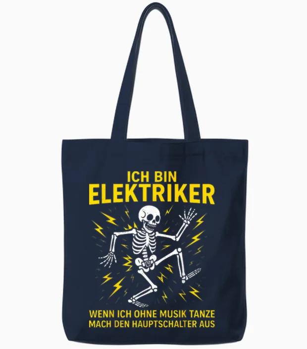 Men's T-Shirt with German Text "ich Bin Elektriker" [german Langu Tote Bags in Navy