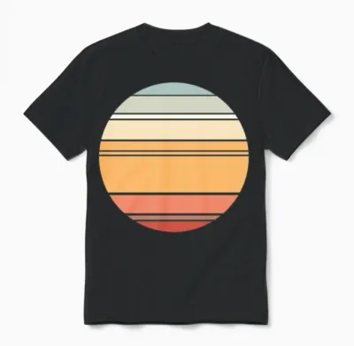 Retro Sunset Background Circle Unisex T-Shirt - Black