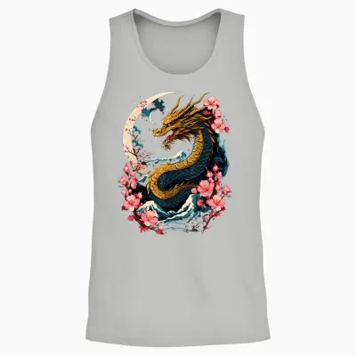 Dragon Asian Japanese Style Tattoo Aesthetic Dragon Japanese Unisex Tank Top - Ash