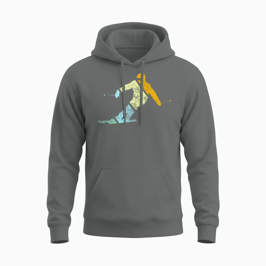Ski Retro Unisex Hoodie in Graphite Heather