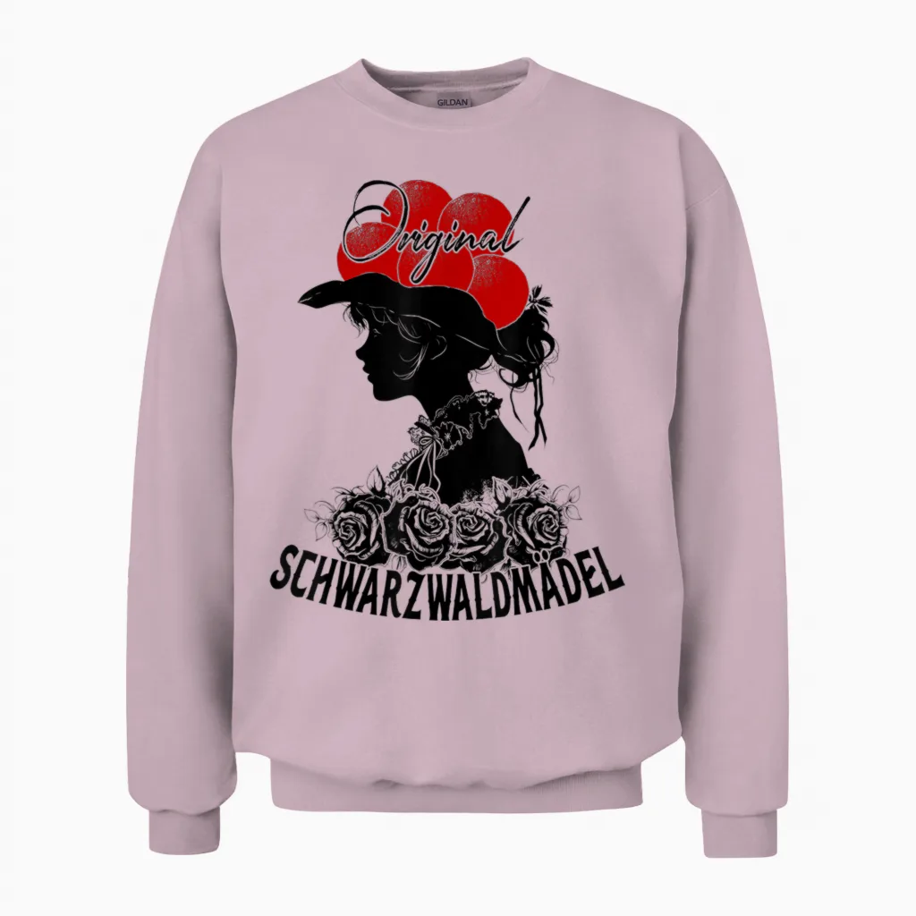 Original Black Forest Girl Roses Black Forest Bollenhut Costume T-Shirt, Gray Unisex Sweatshirt in Light Pink